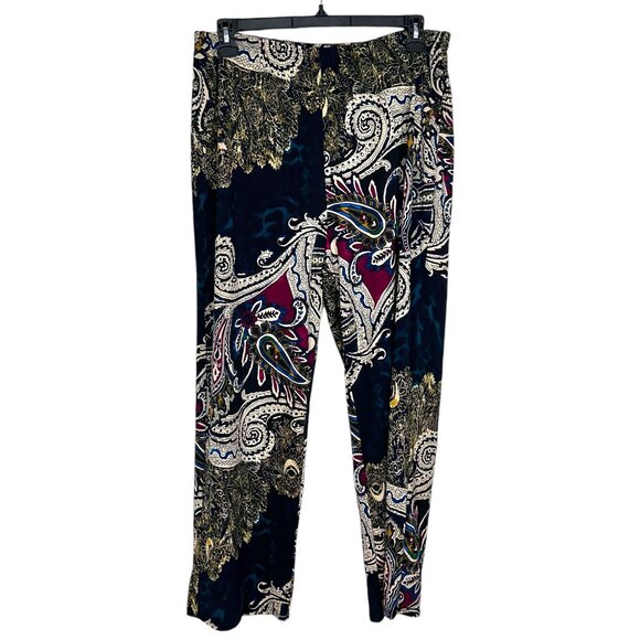 Sunny Leigh 1X Paisley Print Elastic Waist Pants Multicolor - Picture 7 of 8